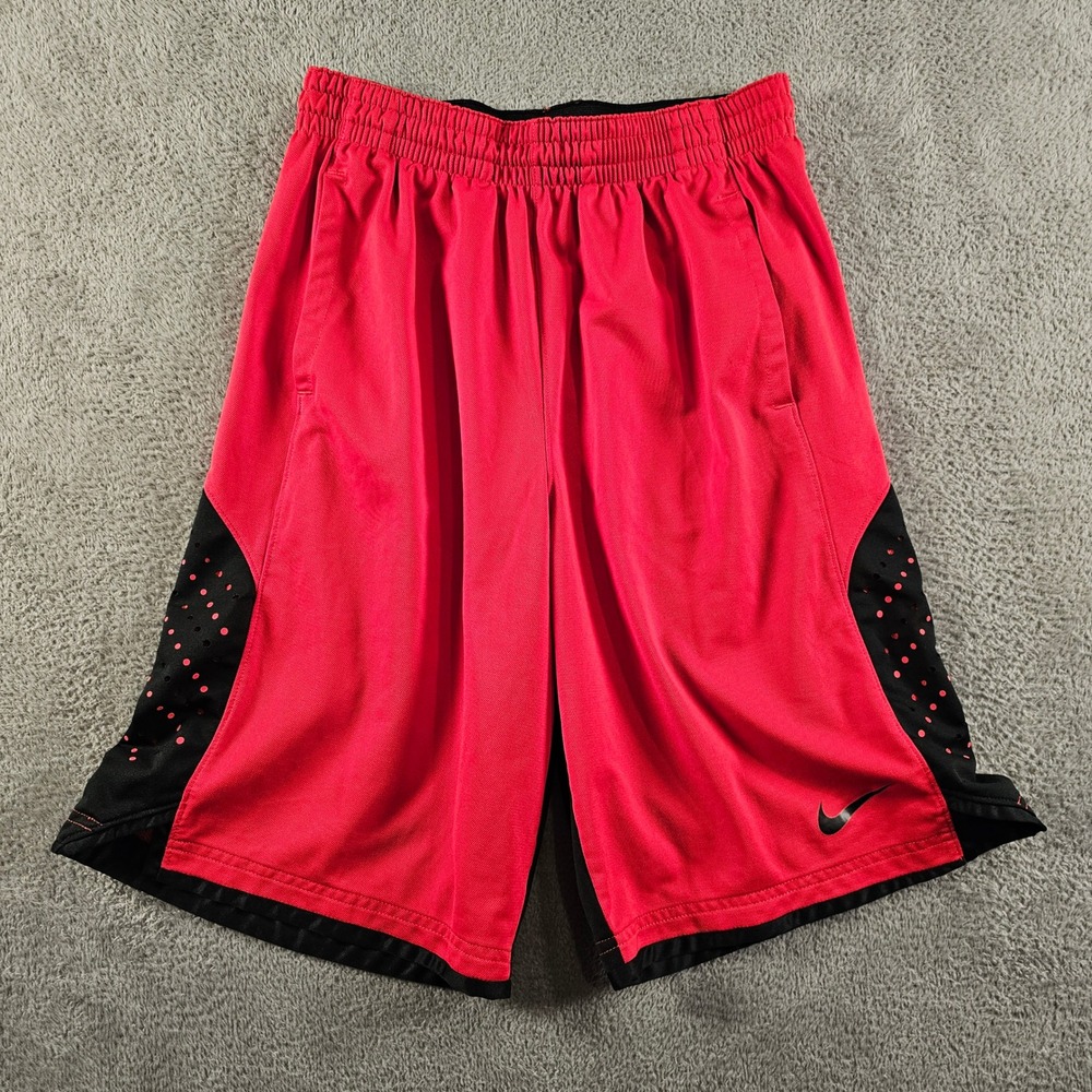 Nike Dri-FIT Basketball Shorts Mens Medium Red Black Colorblock Athletic Swoosh